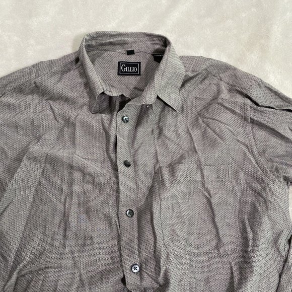 Vintage Gillio Button Up Long Sleeve Shirt Men’s Gray Fishscale Relaxed L - Picture 2 of 7